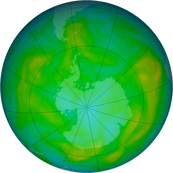 Antarctic ozone map for 13 January 1981
